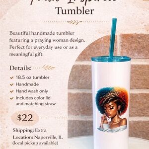 Handmade Tumbler with Praying Woman Design